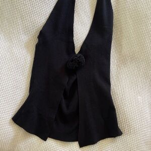 Elegant Black Halter Top with Knot Detail